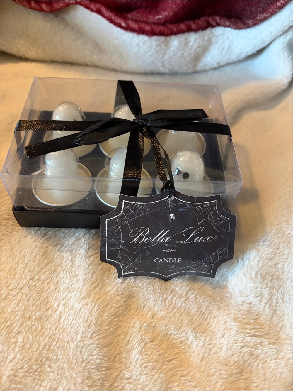 Bella Luxx Ghost Tea Light Candle Gift Set with Black Ribbon